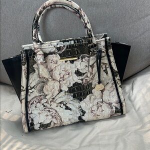 Chic Floral Black and Cream Satchel